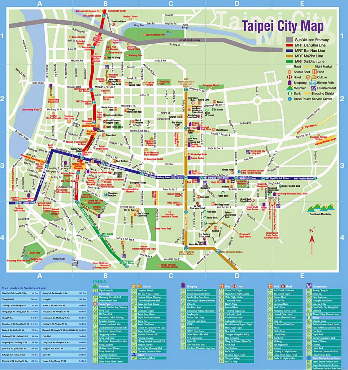 la carte de Taipei touristiques de la ville