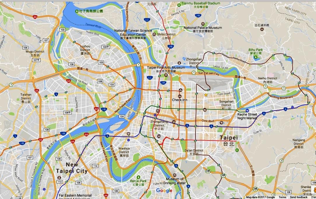 Taipei carte des pistes cyclables