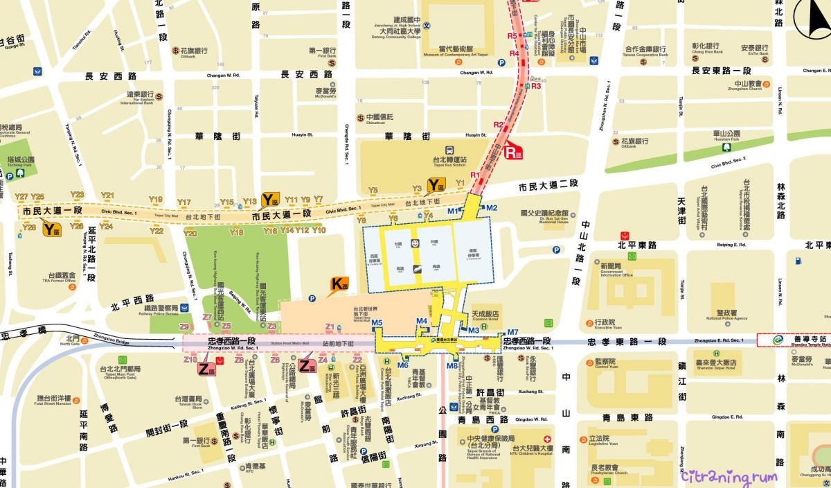 la carte de Taipei centre commercial souterrain