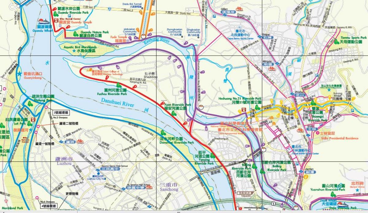 la carte de Taipei, piste cyclable