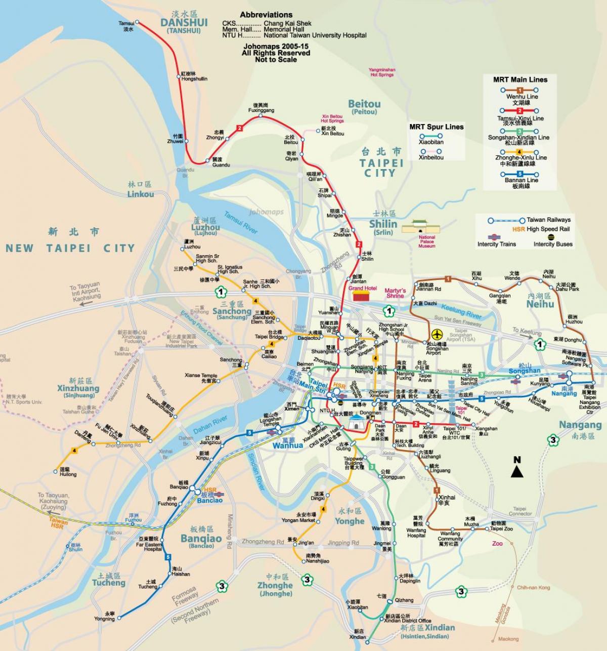 la carte de Taipei route