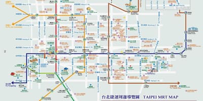 Taiwan mrt la carte avec des attractions